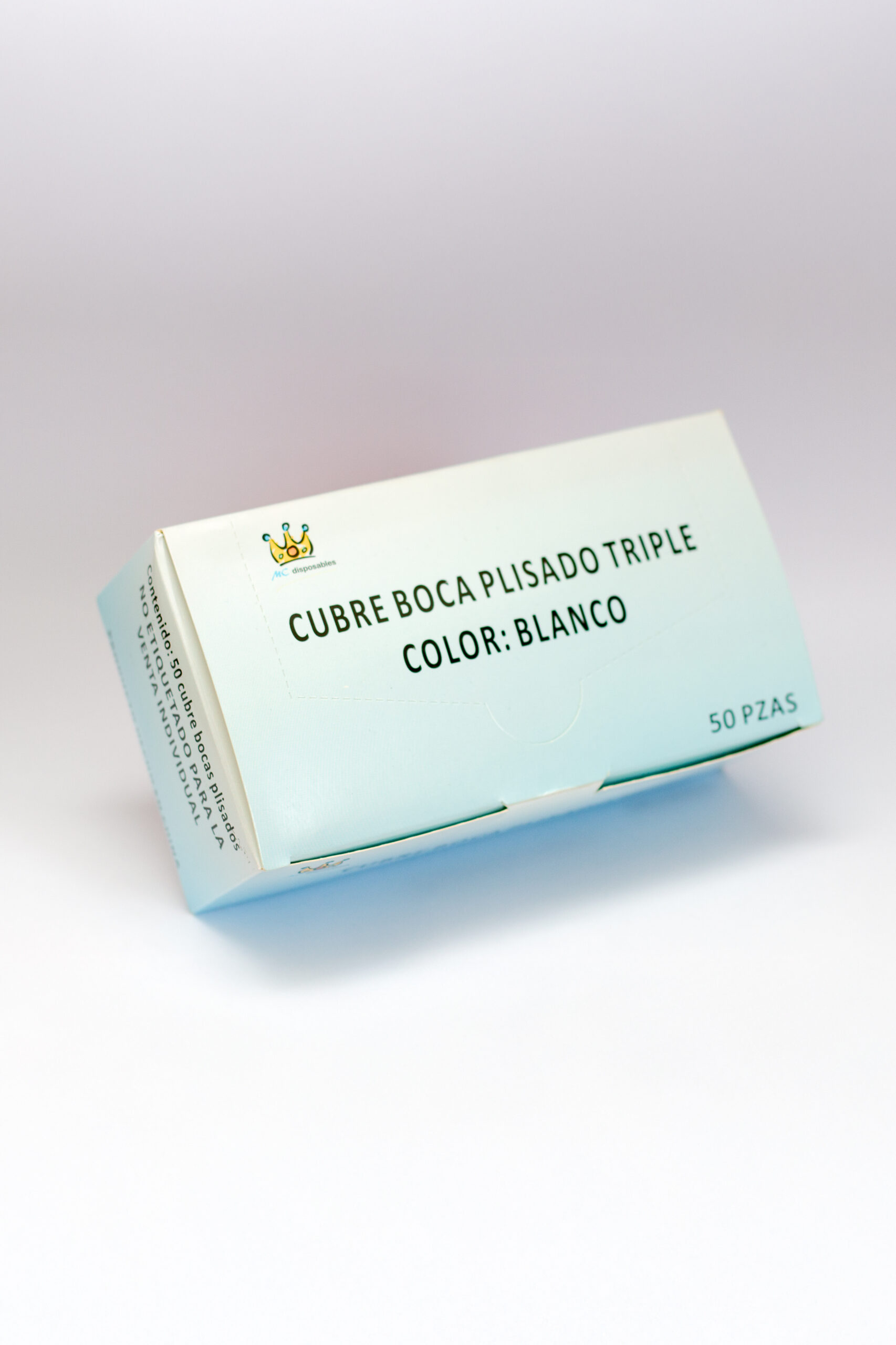 Cubrebocas Blanco Plisado 3 Capas - Imagen 2